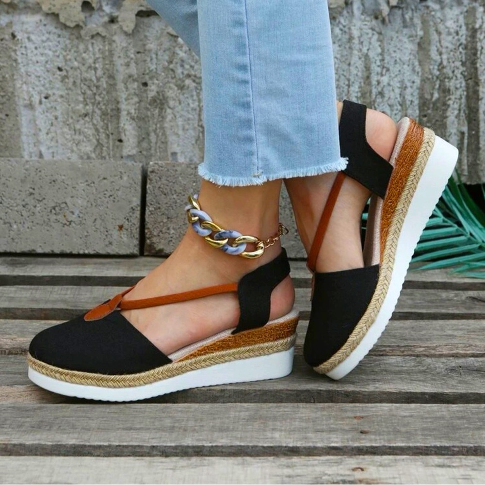 SOLD Size 8- two tone wedge sandals